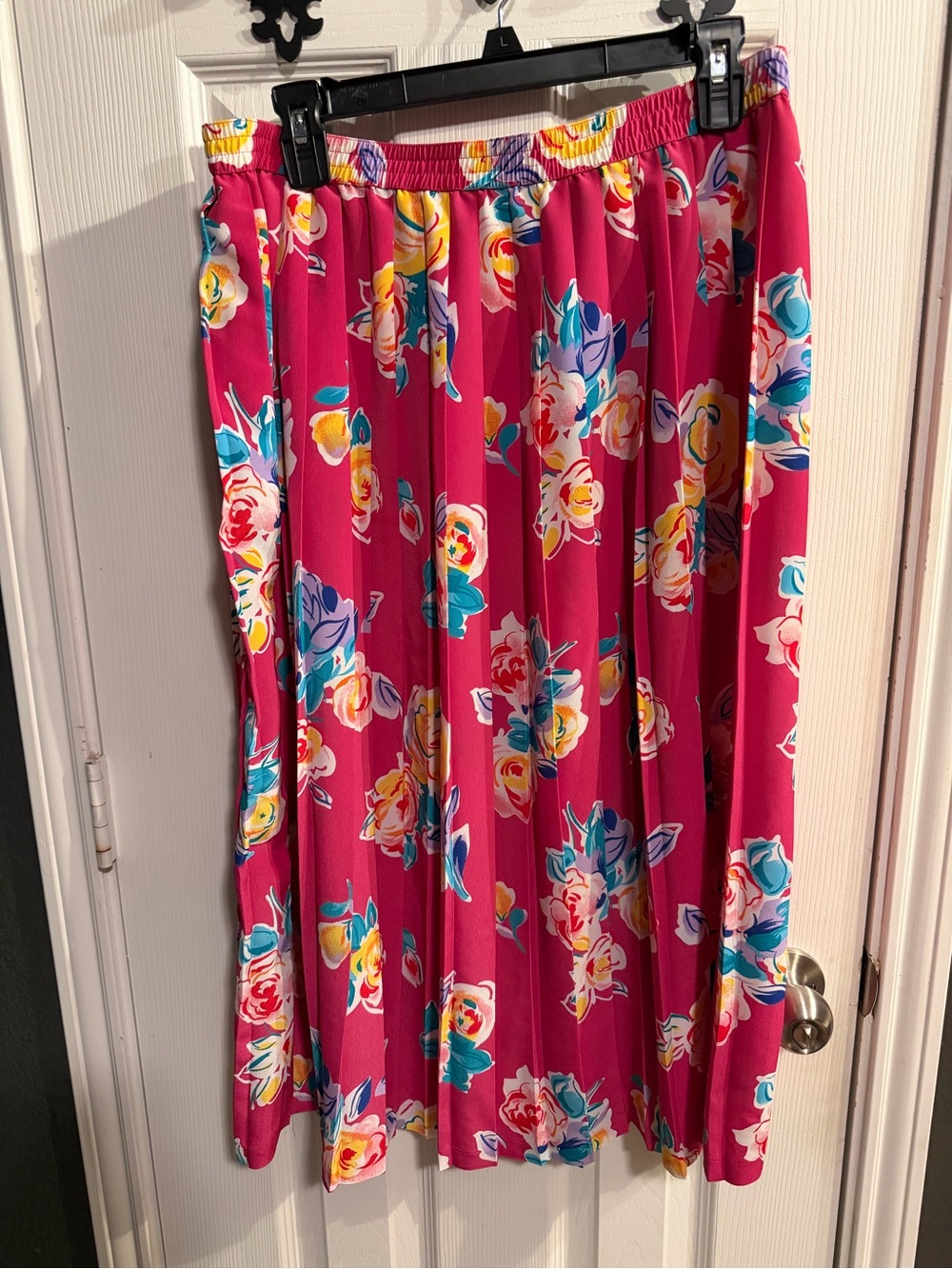 Alfred Dunner Fuchsia Floral Pleated Midi Skirt